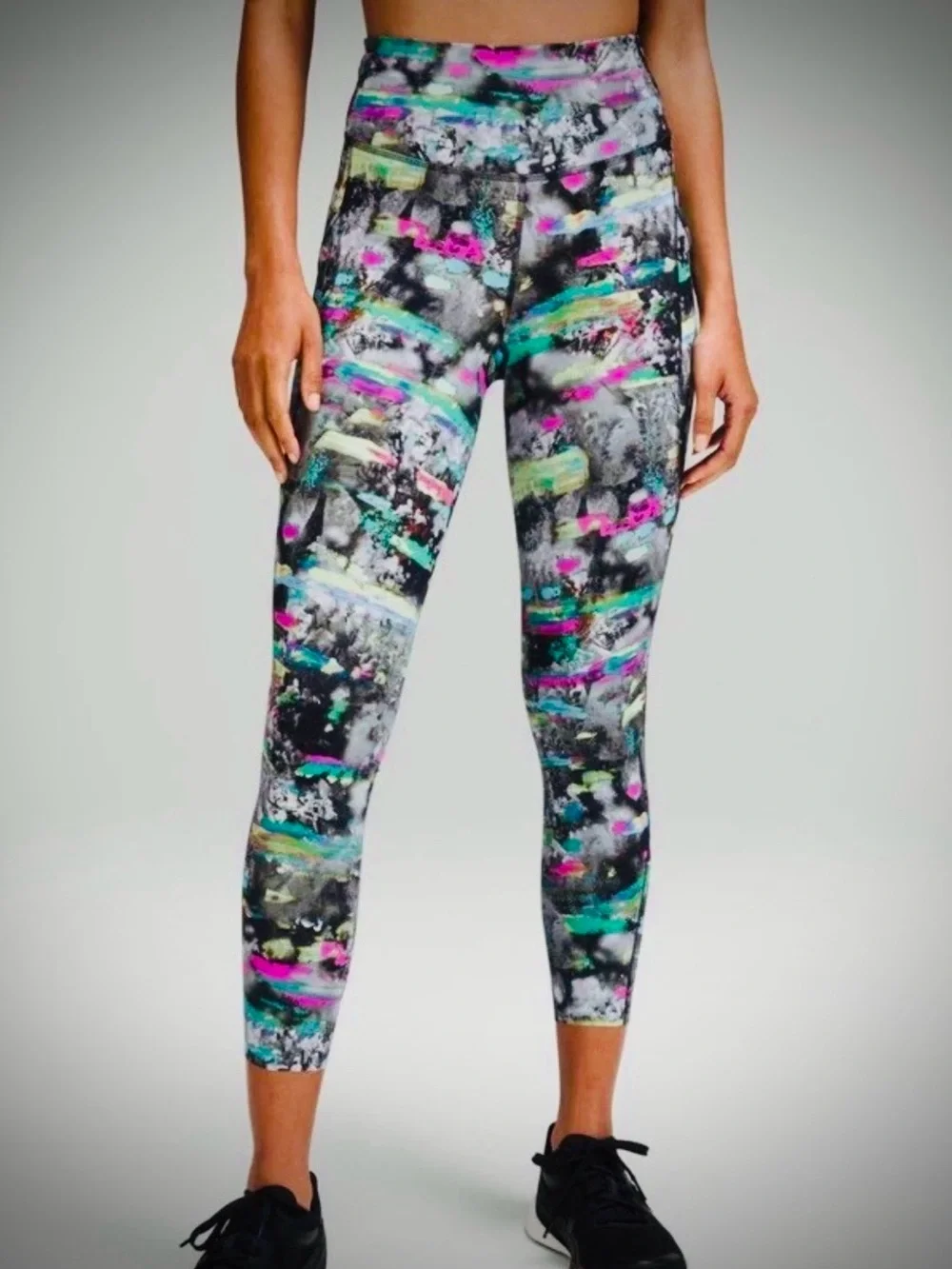 Lululemon Fast Free High-Rise 23" Crop Womens 8 Legging Paint Drift Multi Nulux - Picture 1 of 13